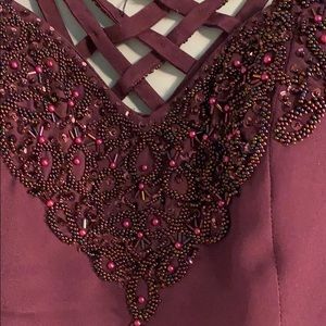 Eggplant beaded gown by Alyce Designs